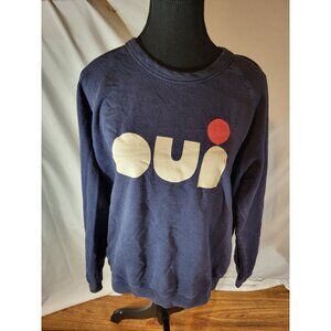 Clare V Oui Sweatshirt Large Navy Blue French Raglan Pullover